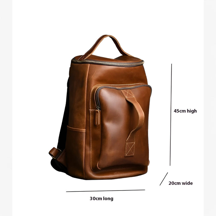 Zaino marrone da viaggio minimal e unisex per adulti, spazioso e confortevole, design moderno e casual.