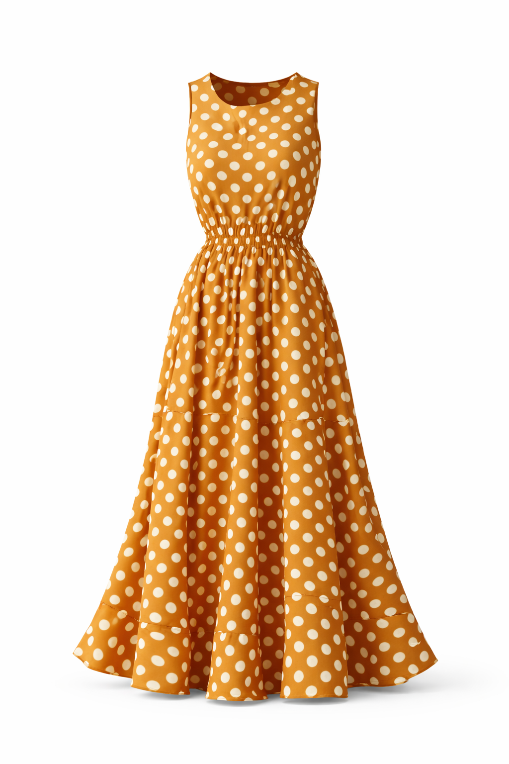 Abito estivo da donna a pois, comodo e fresco, per uno stile casual chic con tocco rétro.