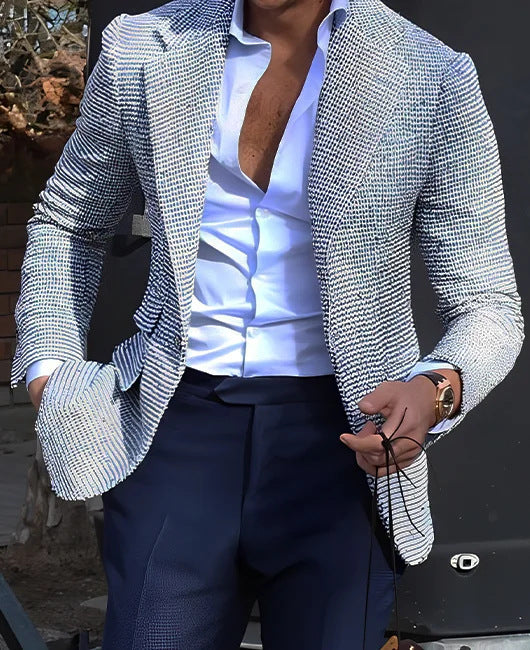 Blazer a righe da donna, slim fit e formale, giacca con due bottoni per stile classico.