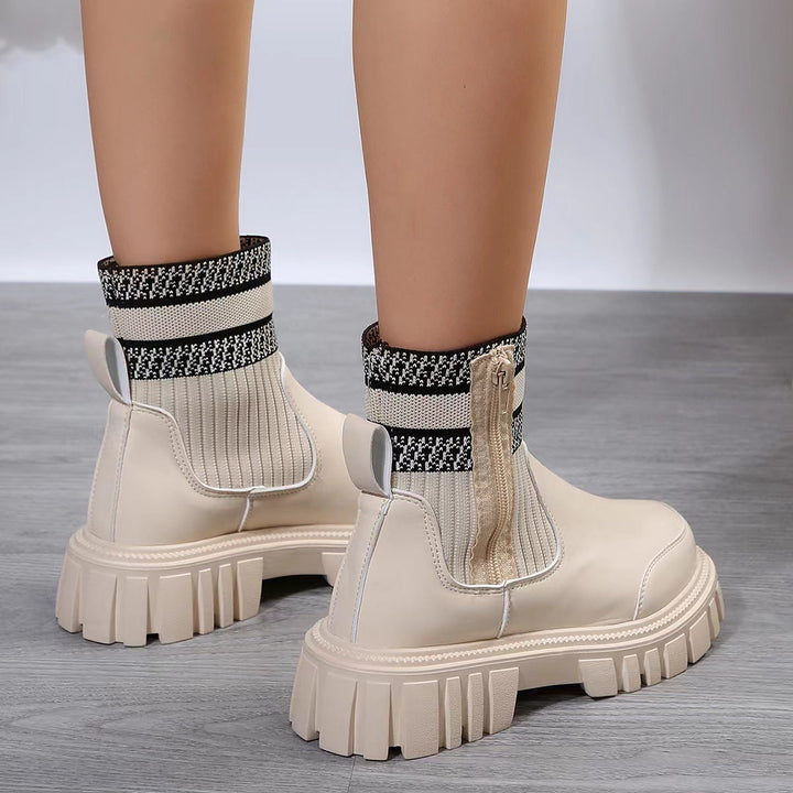 Stivali donna invernali a mezza gamba marroni, stile casual con zip. Scarpe comode e antiscivolo.