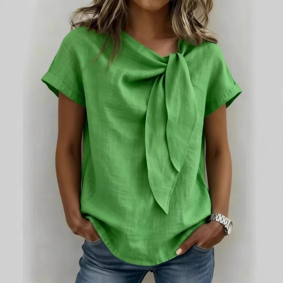 Top estivo donna confortevole, con maniche corte, per un abbigliamento quotidiano e casual. Stile semplice.