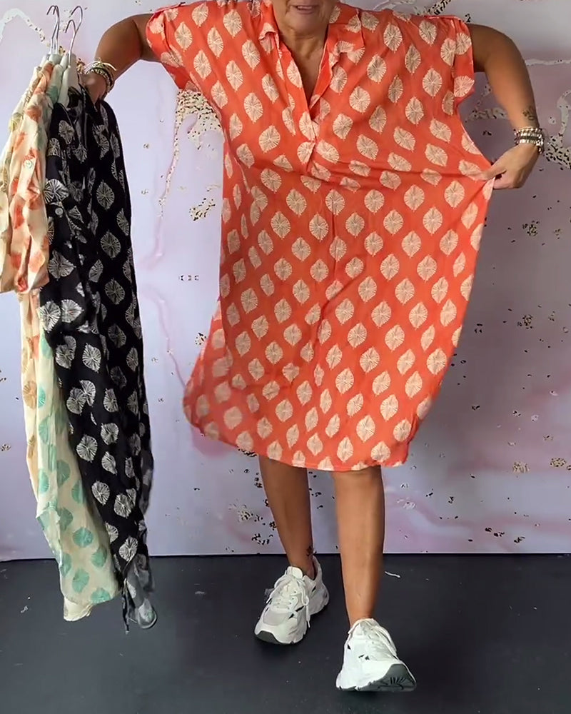 Abito donna estivo midi casual con scollo a V. Vestibilità comoda, look elegante e adatto a ogni forma.
