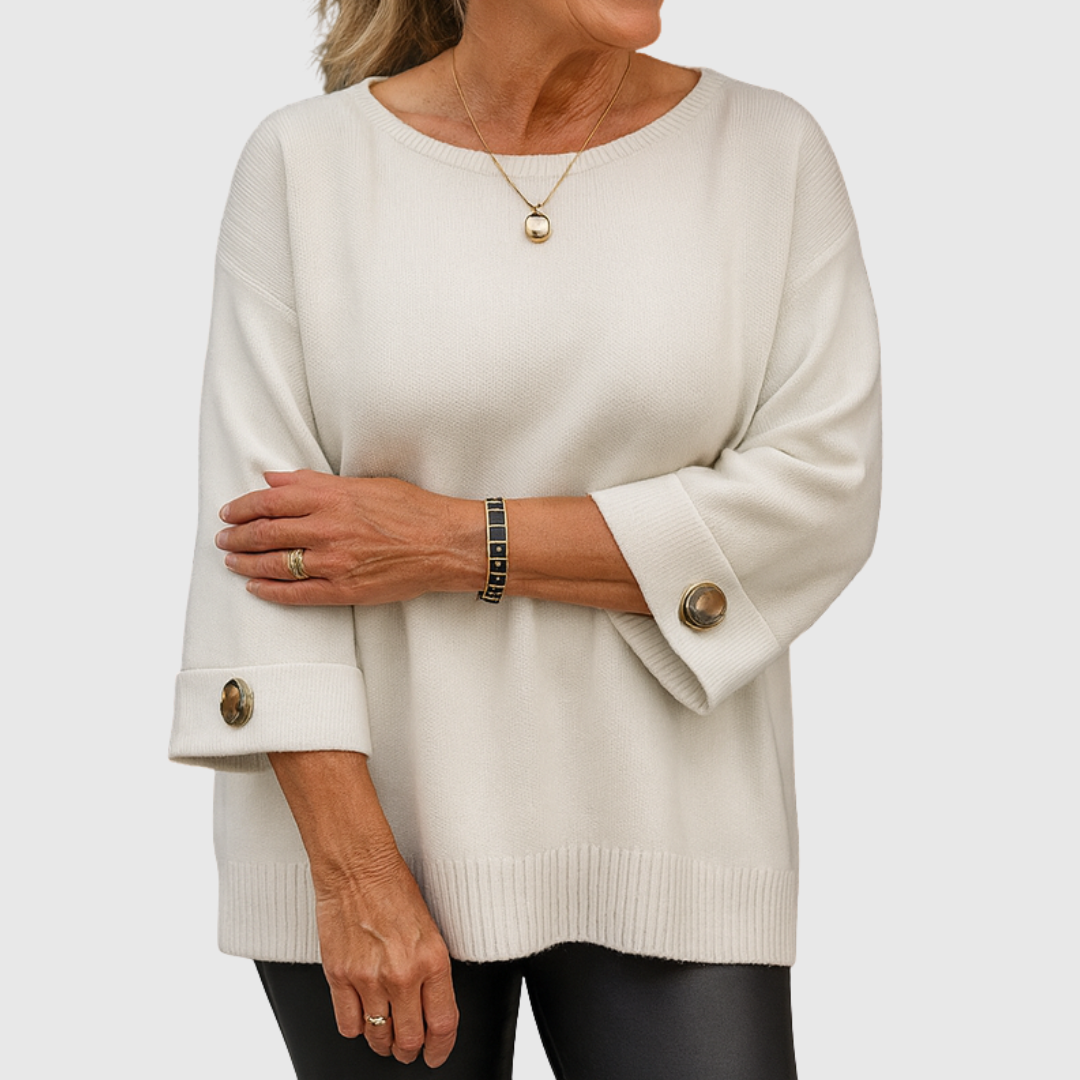 Maglione girocollo donna elegante a maniche lunghe, comfort quotidiano. Ideale per autunno inverno.