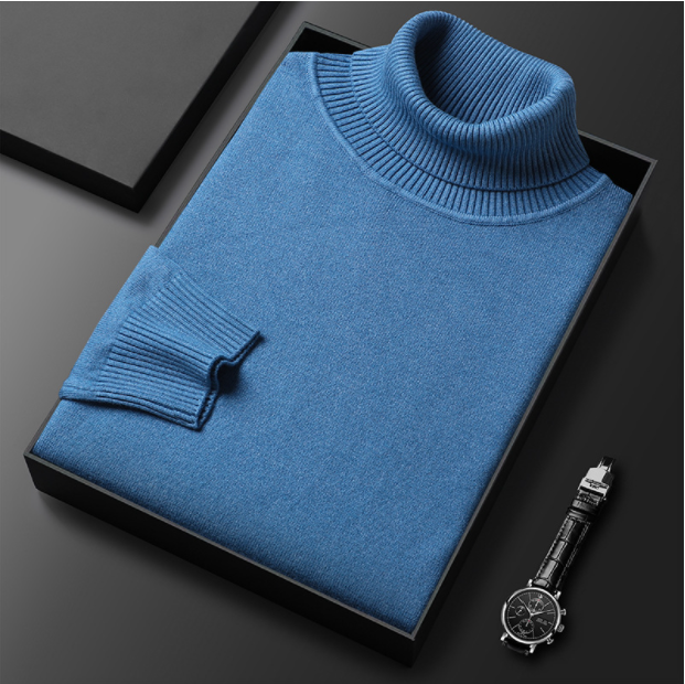 Maglione invernale uomo collo alto, caldo e confortevole, ideale per look casual eleganti.