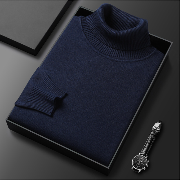 Maglione elegante uomo, invernale a collo alto, con maniche lunghe, per un comfort raffinato.