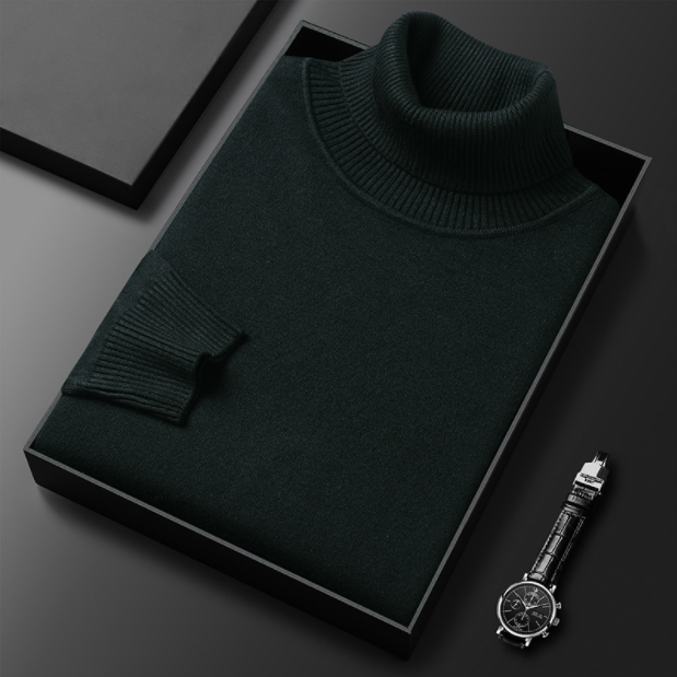 Elegante maglione uomo invernale, collo alto, per un look sofisticato e alla moda.