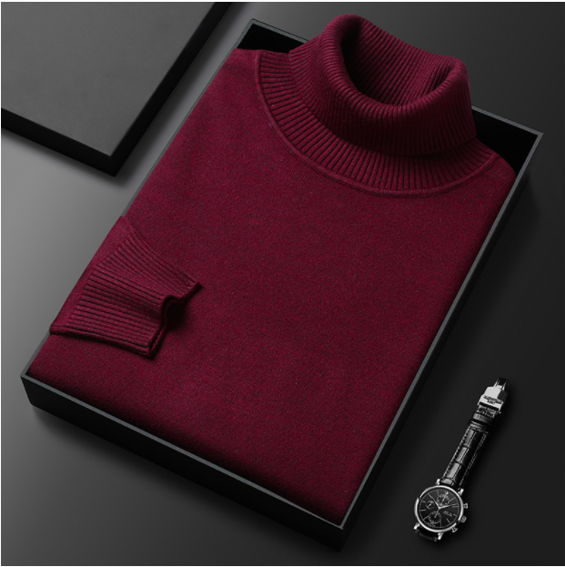Pullover uomo invernale a maniche lunghe, collo alto, un capo versatile per ogni occasione.