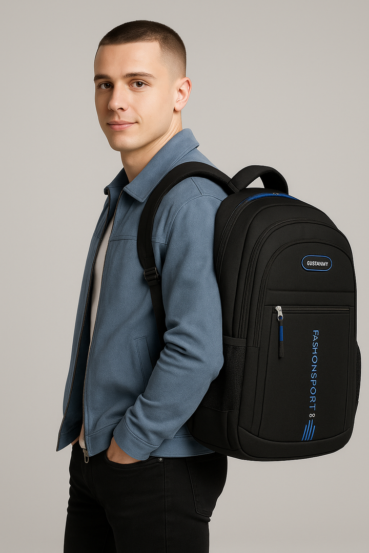 Zaino da viaggio casual per uomo, porta laptop 15.6", con ricarica USB e protezione antifurto integrata.