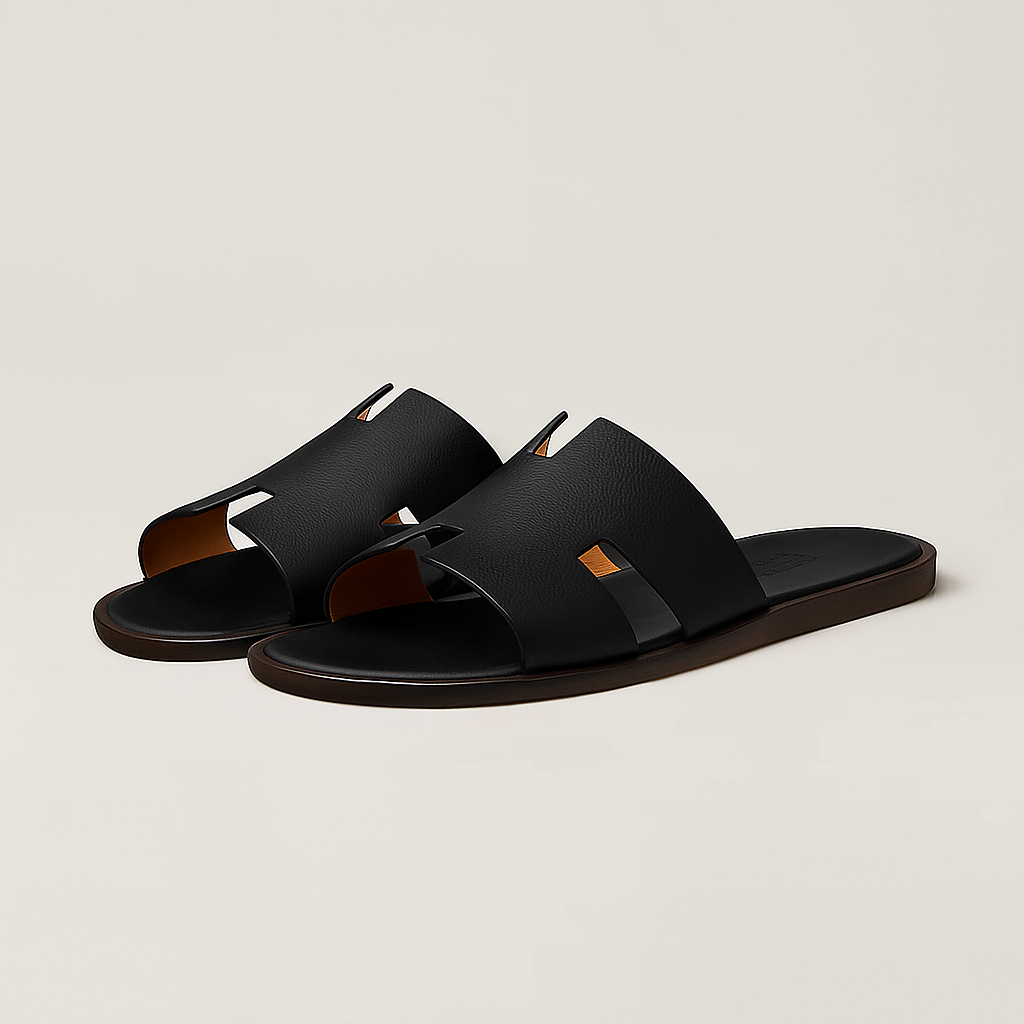 Eleganti sandali uomo Portofino in pelle marrone, ideali per un look casual-chic estivo.