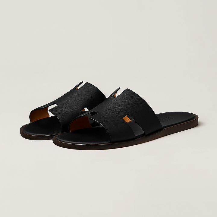 Eleganti sandali uomo Portofino in pelle marrone, ideali per un look casual-chic estivo.
