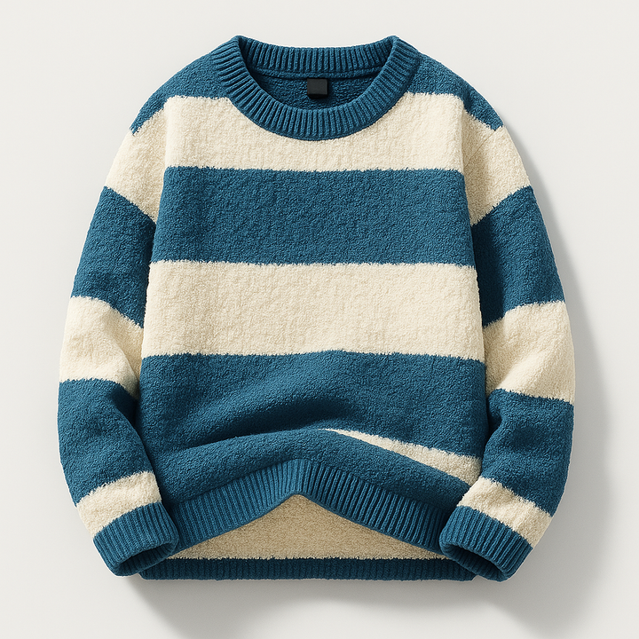 Maglione uomo elegante vestibilità regolare, collo e orlo a costine. Perfetto per look casual o formali, comfort assicurato.