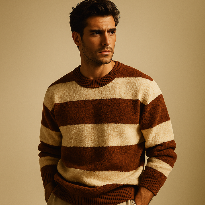 Maglione uomo autunnale/invernale, vestibilità regolare. Stile elegante, comfort versatile per look quotidiani.