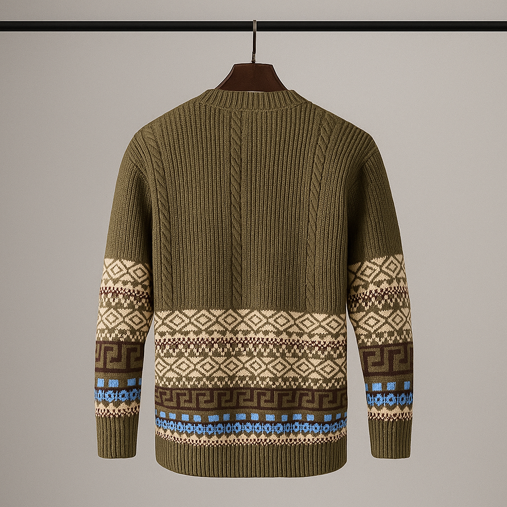 Cardigan uomo con bottoni e motivo, perfetto per completare ogni outfit casual o formale autunnale.