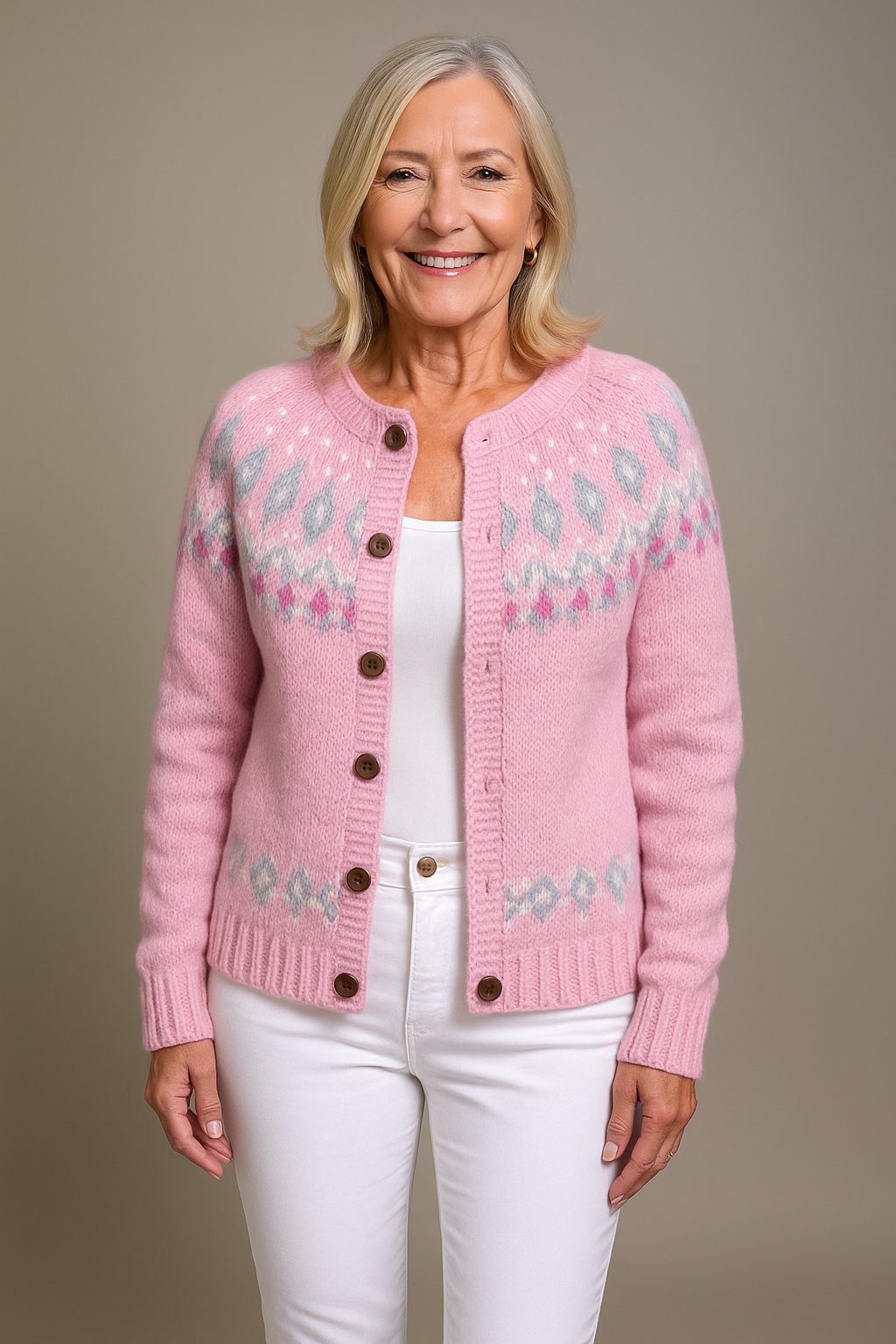 Cardigan donna rosa morbido, ideale per comfort casual quotidiano, perfetto per primavera e autunno.