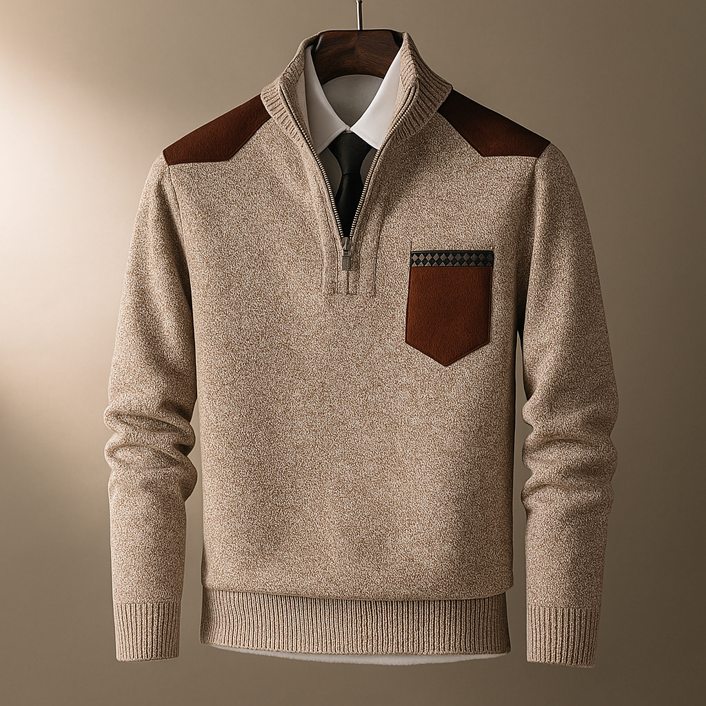 Maglione uomo mezza zip casual ed elegante, versatile per outfit invernali, autunnali e primaverili, massimo comfort.