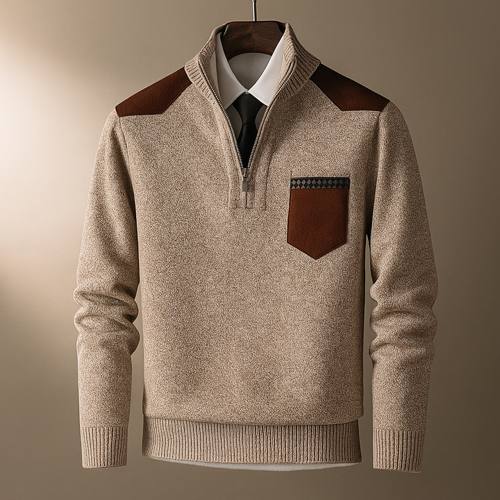 Maglione uomo mezza zip casual ed elegante, versatile per outfit invernali, autunnali e primaverili, massimo comfort.