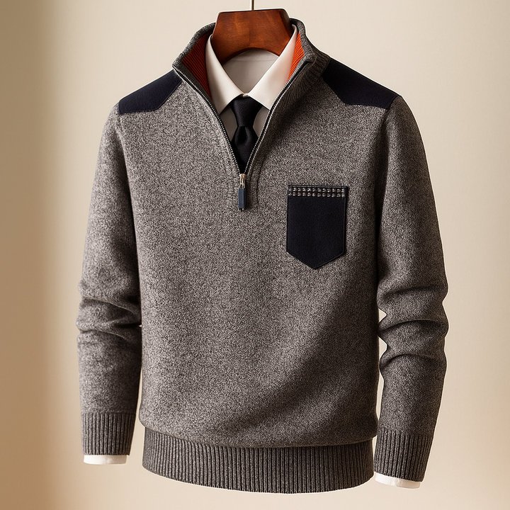 Maglia uomo mezza zip, ideale per stratificazione e look daily o eleganti. Maglieria confortevole, stile moderno.