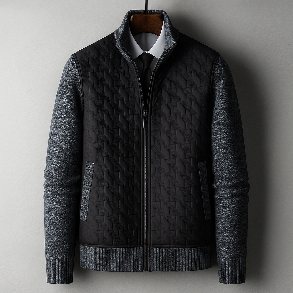 Bomber uomo con corpo trapuntato e maniche in maglia, design unico per un look casual ed elegante.