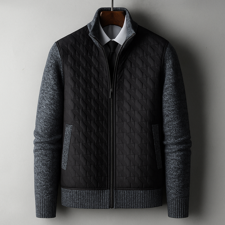 Bomber uomo con corpo trapuntato e maniche in maglia, design unico per un look casual ed elegante.