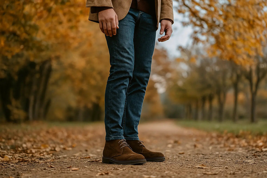 Stivali da uomo marroni rialzati 7 cm, ideali per un look casual-chic. Polacchine eleganti per ogni occasione.