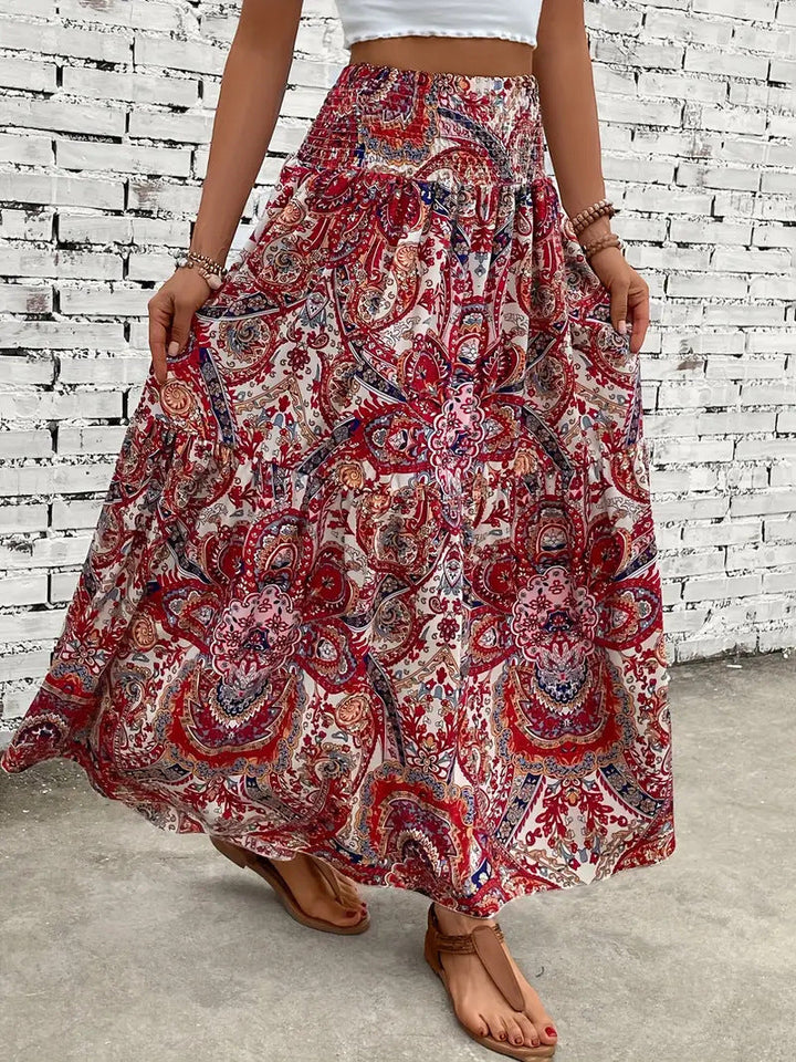 Gonna donna floreale a ruota, perfetta per la primavera e l'estate, stile casual chic.