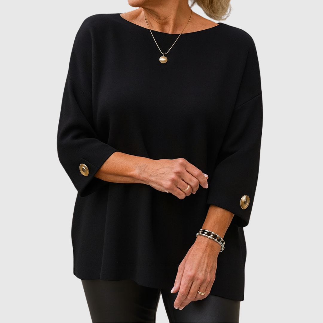 Maglione donna a maniche lunghe, ideale per autunno inverno. Design girocollo per comfort ed eleganza.