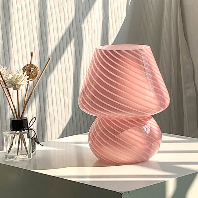 Lampada a fungo con strisce, luce d'ambiente per soggiorno, design contemporaneo.