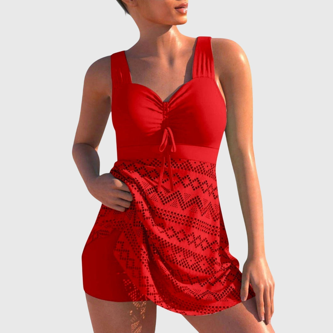 Costume da bagno tankini shaping da donna con gonna fluida. Sottolinea la silhouette, ideale per l'estate.