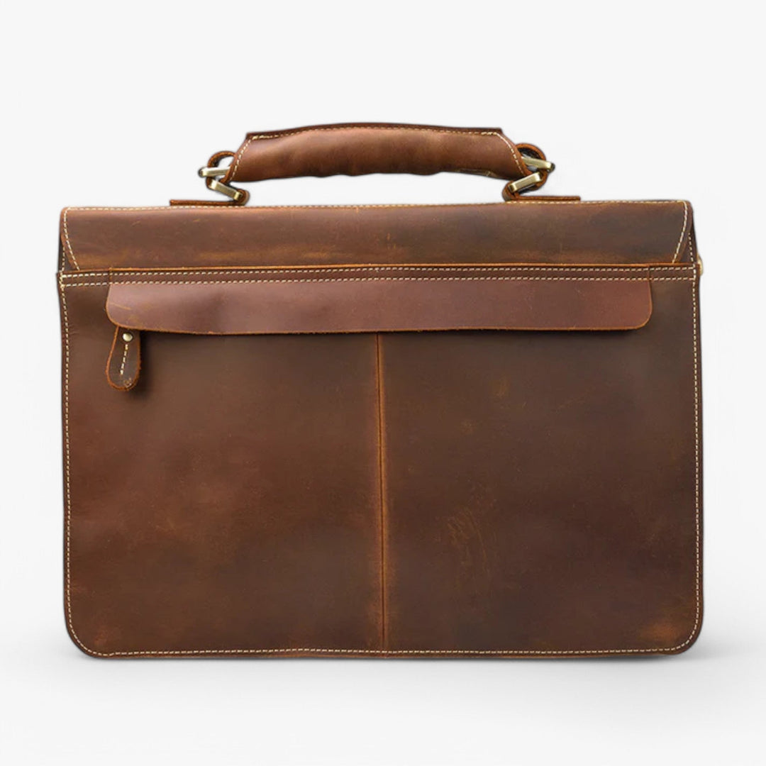 Elegante borsa portadocumenti unisex marrone con tracolla, accessorio professionale da ufficio/viaggio.