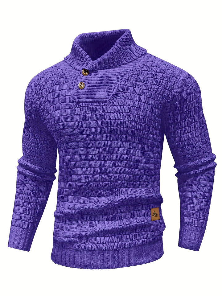 Abbigliamento invernale uomo: maglione elegante con collo a sciarpa, massimo stile.