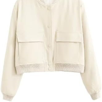 Bomber da donna per autunno, con colletto a revers e tasche funzionali. Ideale per un look versatile.