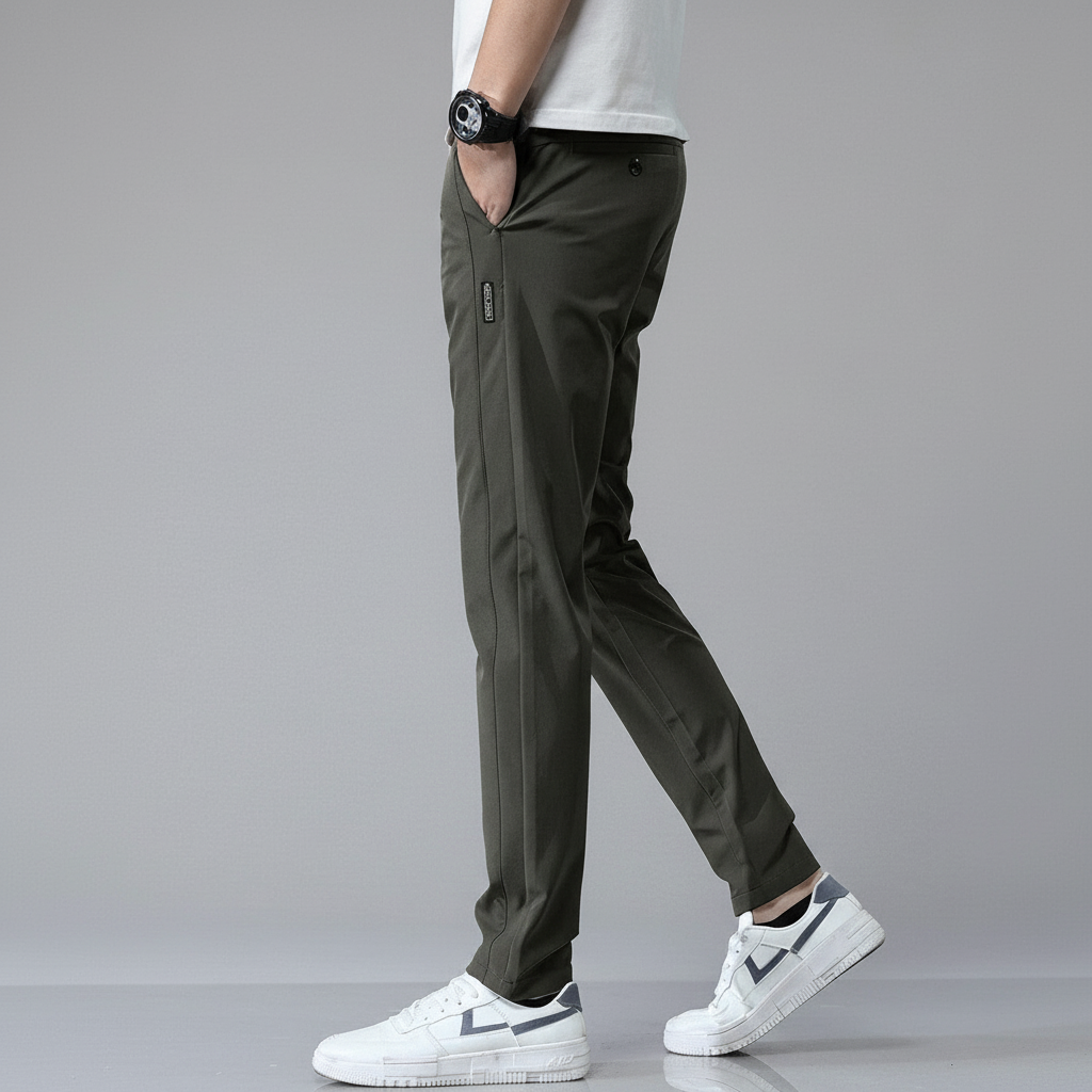 Pantaloni business uomo neri slim fit affusolati, con vita elastica per massimo comfort e zero pieghe.
