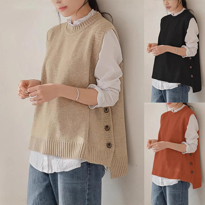 Gilet donna moda autunno, senza maniche, per strati chic e versatili. Eleganza vintage femminile.