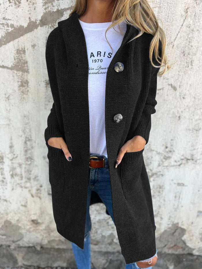 Cardigan lungo elegante donna con taglio moderno, must-have per la moda femminile. Perfetto per un look raffinato.