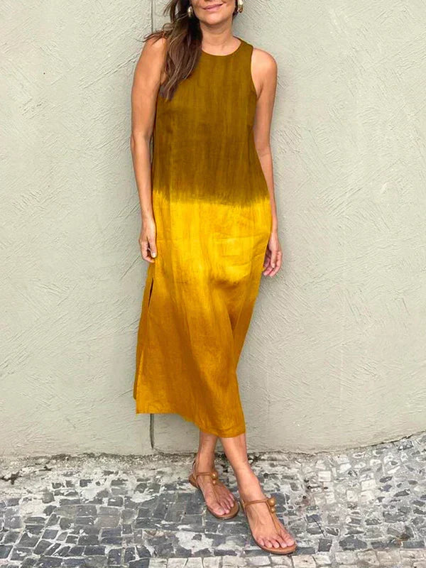 Abito midi versatile da donna, lungo e fluttuante. Colori naturali per un look elegante e casual.