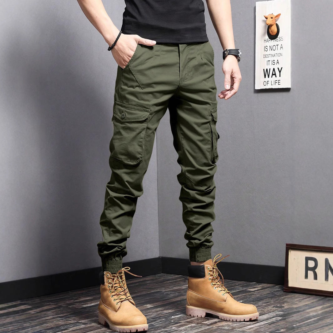 Pantaloni uomo cargo da lavoro con coulisse, multi-tasche e gamba dritta per un comfort duraturo.