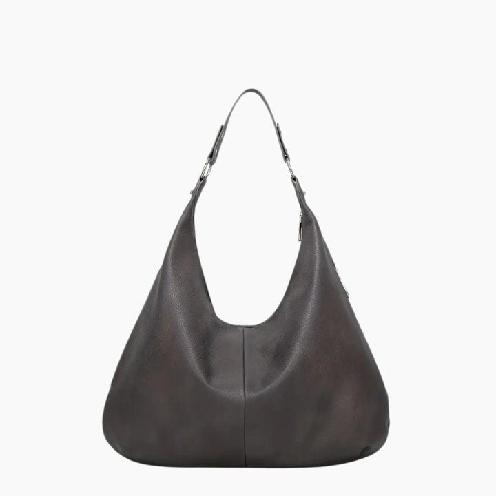 Dettaglio raffinato: borsa hobo donna vino rosso, capiente e con pratica tracolla.