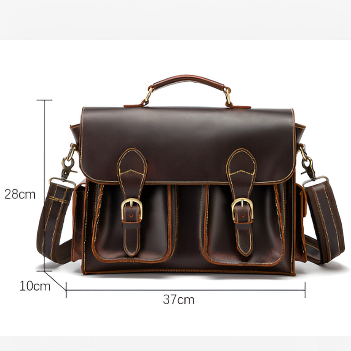 Versatile borsa portadocumenti marrone, stile retrò unisex. Perfetta per documenti, lavoro e viaggi. Eleganza funzionale.