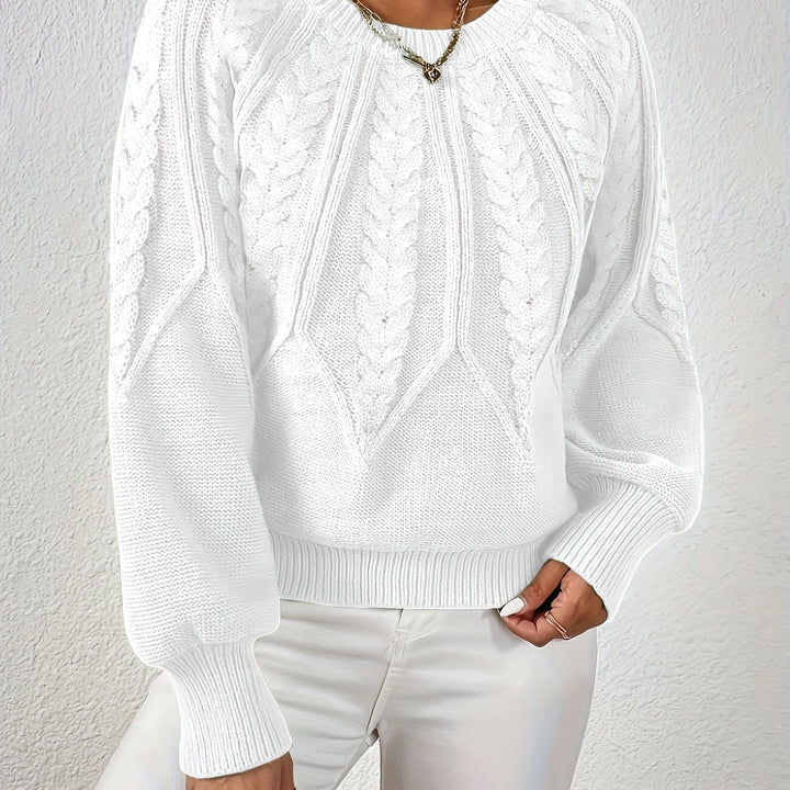 Maglia donna con trecce e maniche a palloncino. Stile senza sforzo per autunno/inverno.