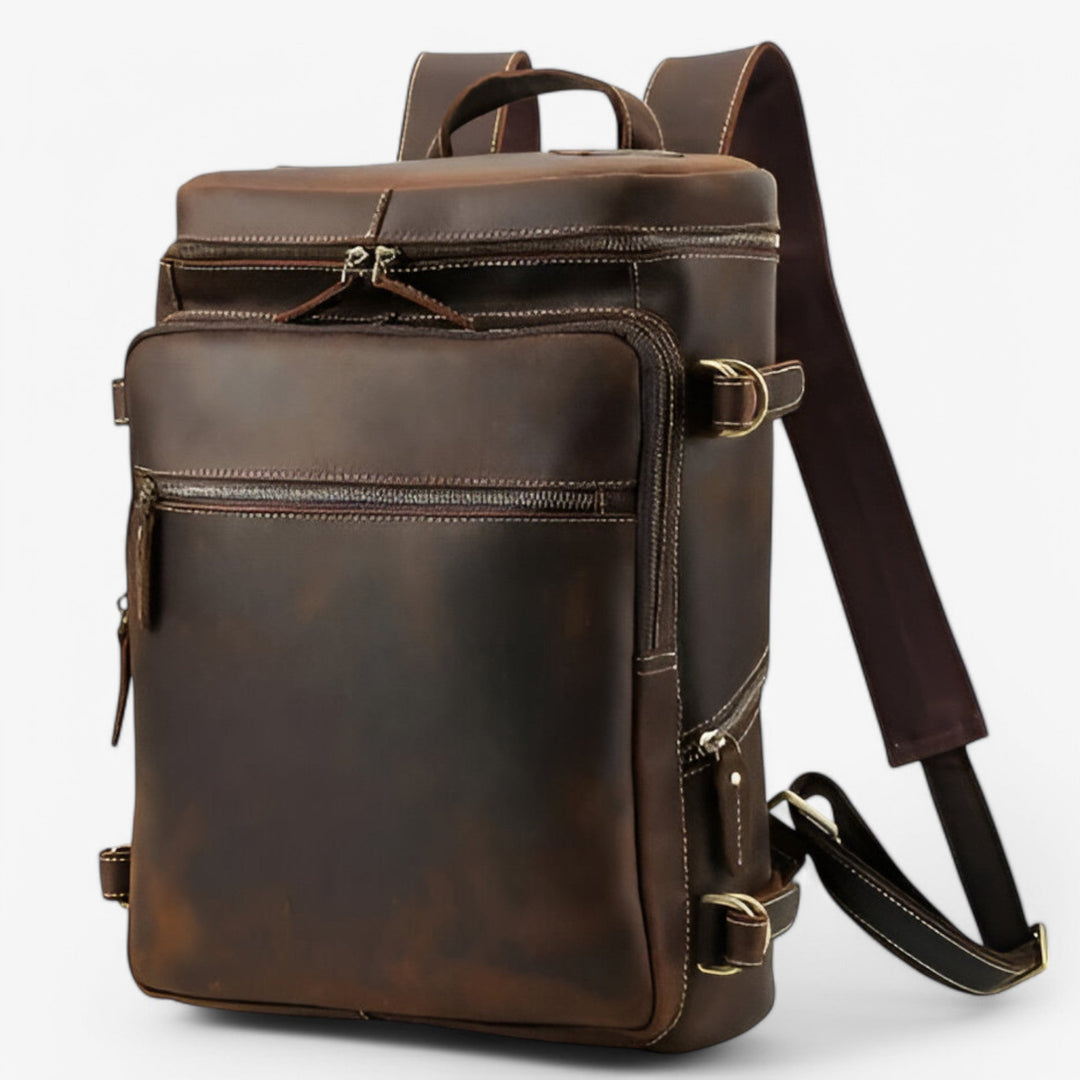Zaino minimalista unisex marrone per stile e comfort quotidiano.