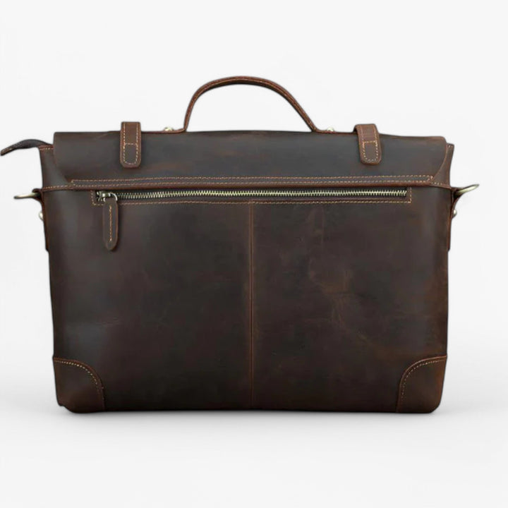 Borsa professionale uomo rosso marrone con tracolla per laptop 14 pollici e documenti da lavoro.