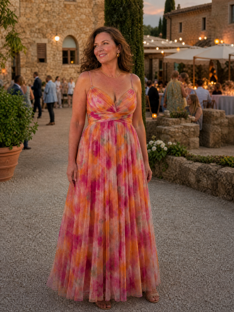 Abito donna incrociato e fluido, maxi lunghezza. Per un'eleganza casual e un comfort leggero estivo.