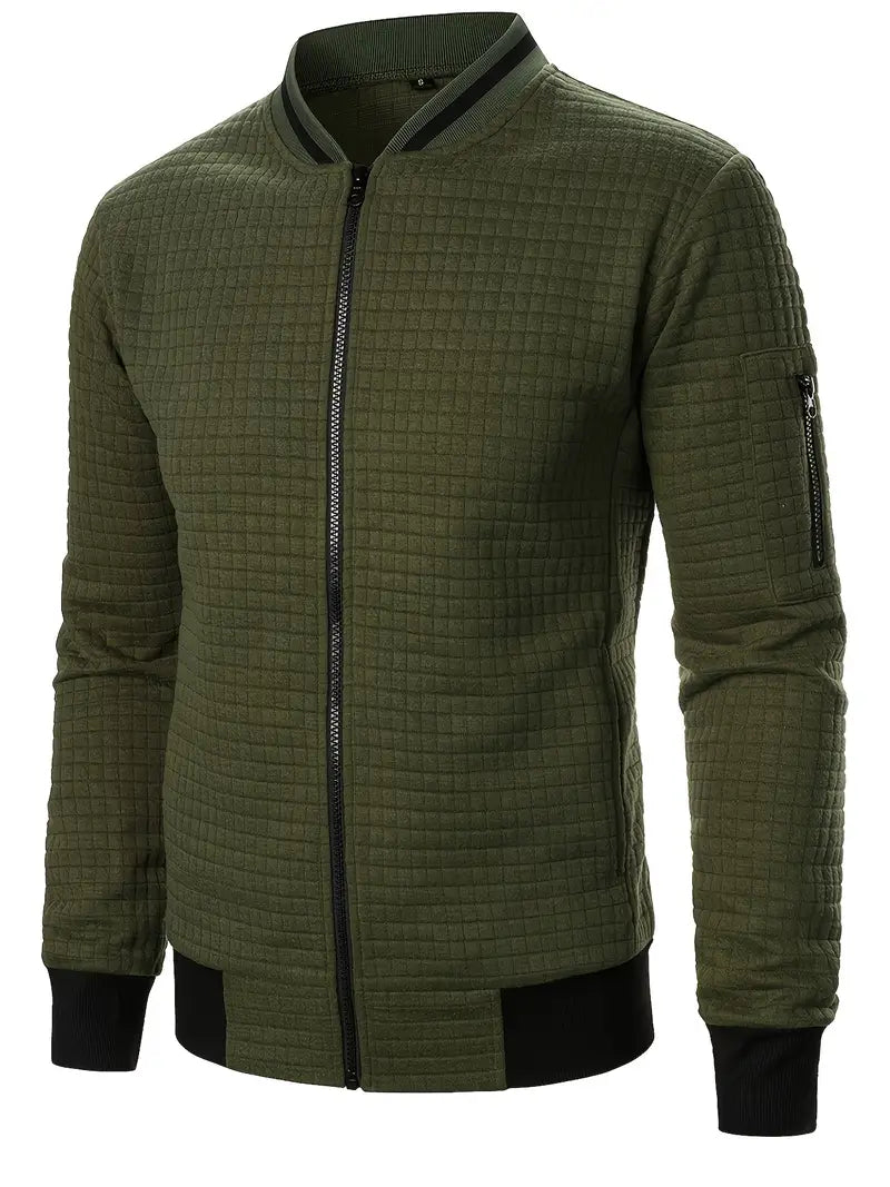 Giacca da uomo elegante-casual con cerniera, look sofisticato e leggero.
