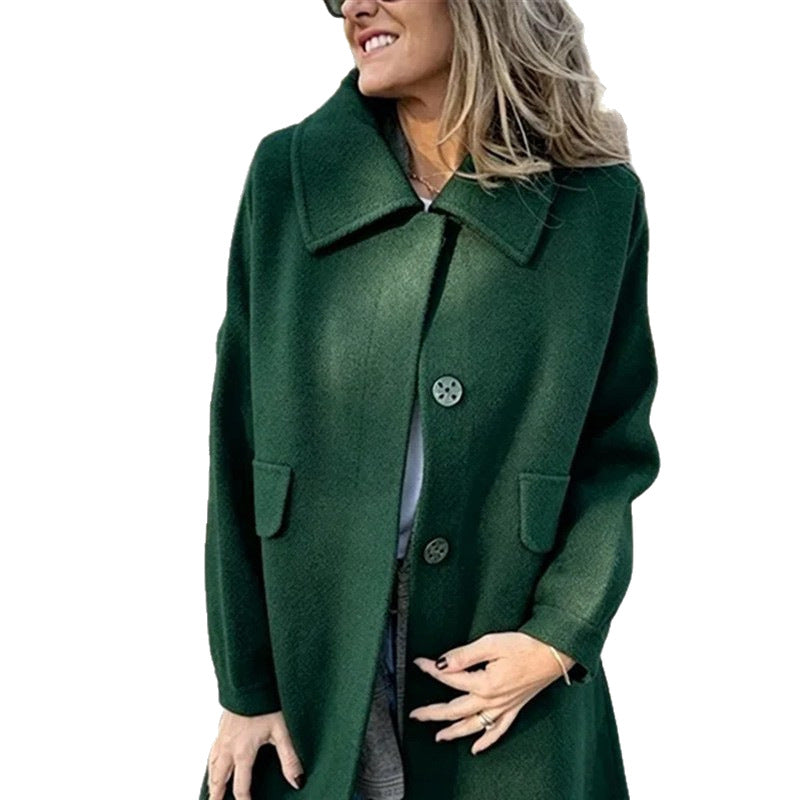 Retro giacca donna in lana monopetto. Design pulito e classico, calda e raffinata per autunno inverno.