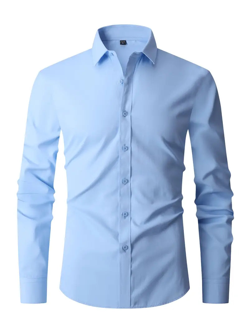 Camicia uomo elegante a maniche lunghe, perfetta per outfit semi-formali o per un tocco casual versatile.