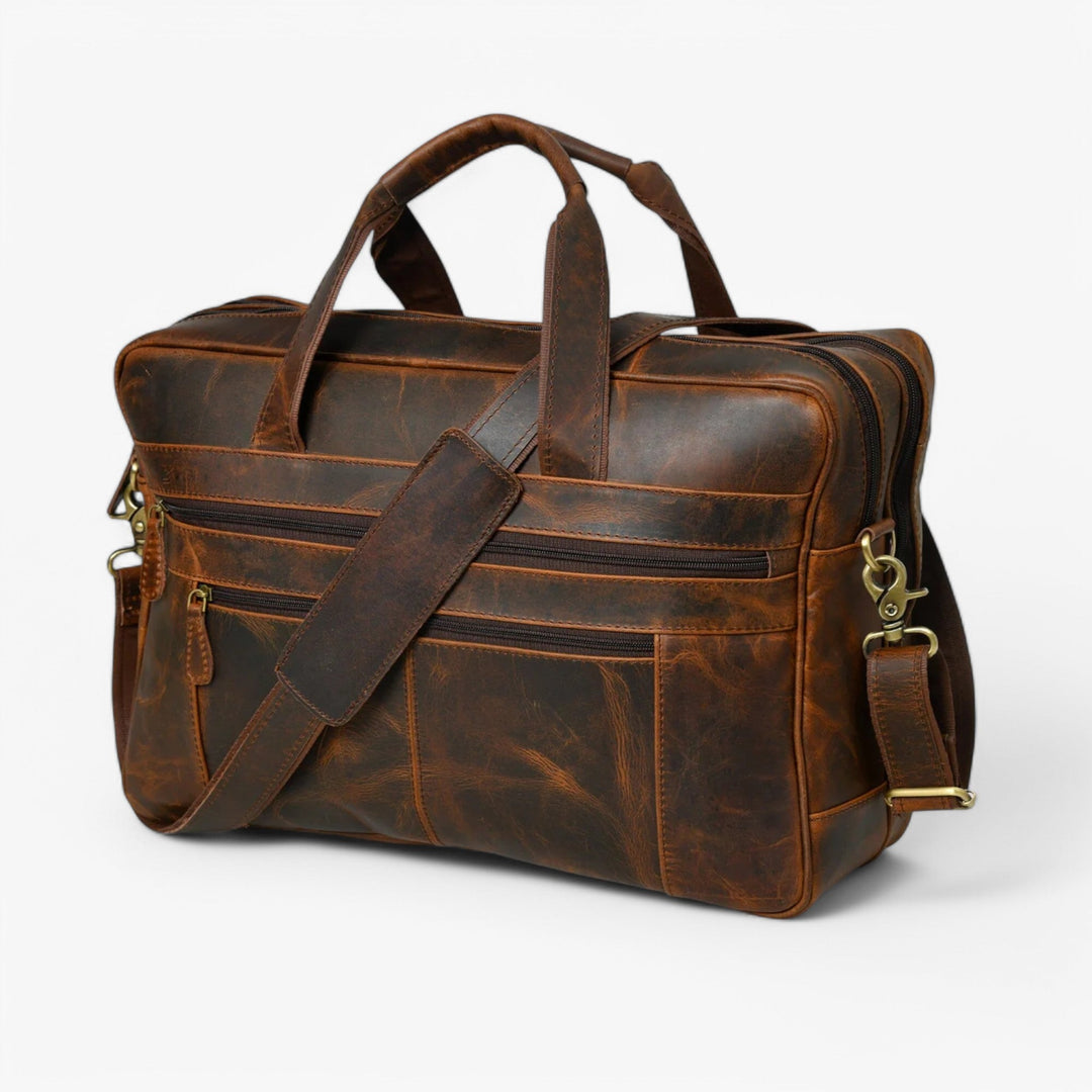 Portadocumenti unisex marrone per laptop e documenti, ideale per praticità in viaggio.