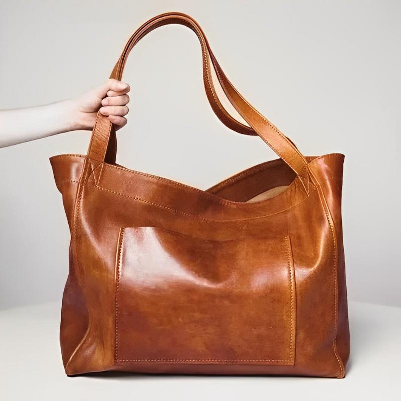 Borsa a tracolla donna in pelle retrò marrone, stile vintage elegante, perfetta per l'uso quotidiano.