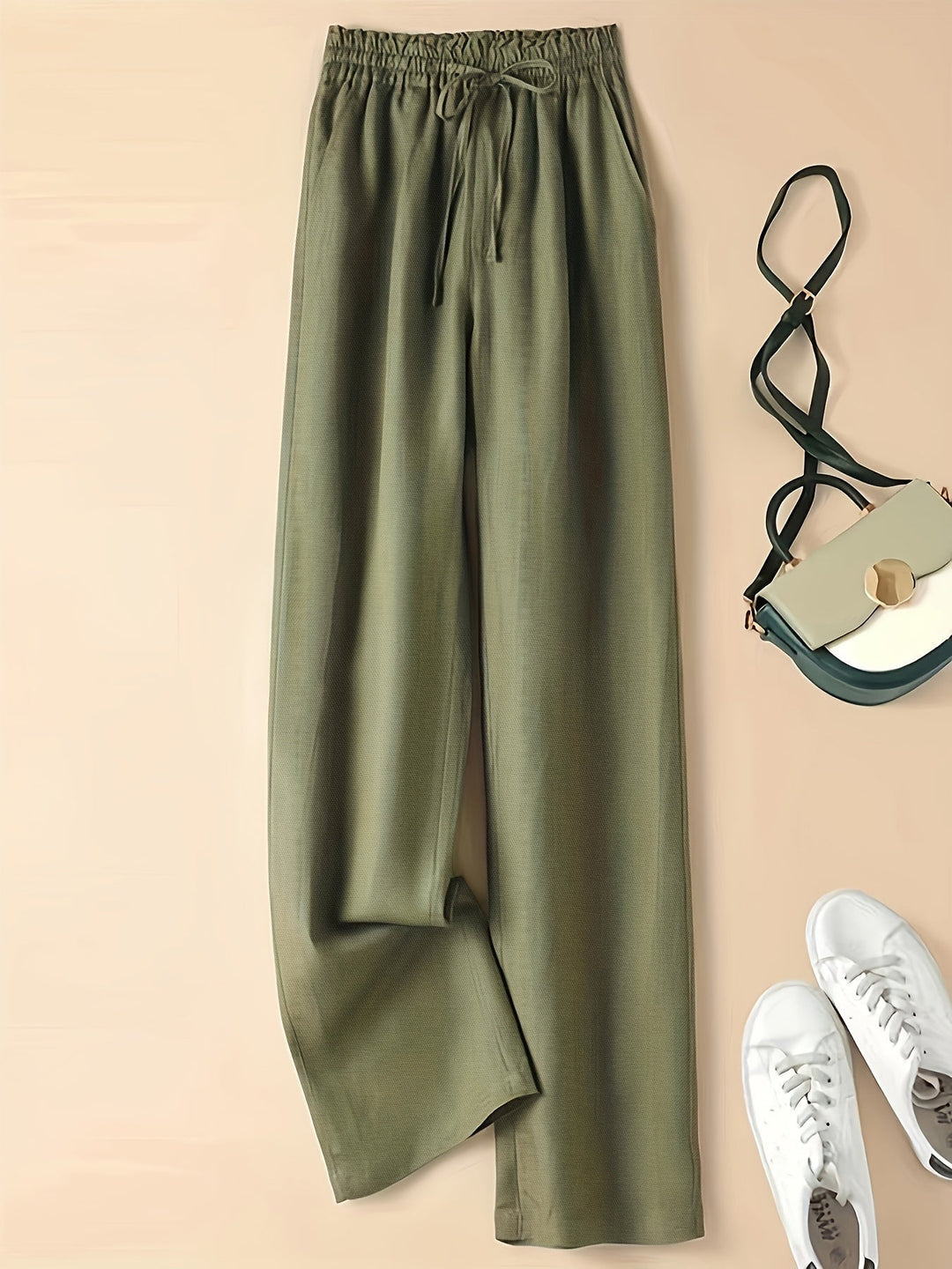 Comodi pantaloni donna a vita alta con coulisse, relaxed fit, in vari colori per l'estate.