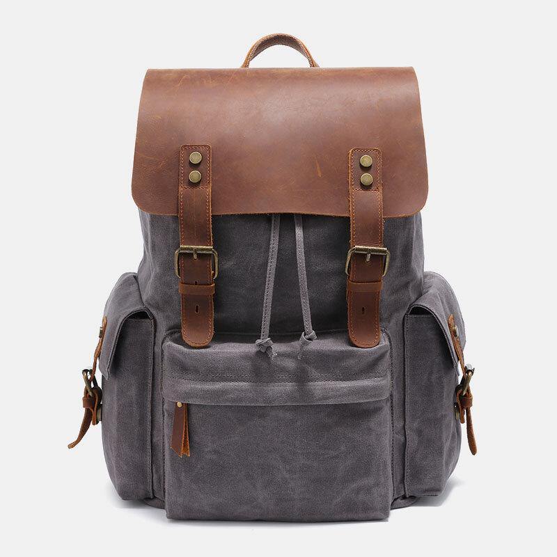 Zaino porta laptop unisex 15,6 pollici con fibbie, ideale per scuola, ufficio e viaggi. Stile casual.