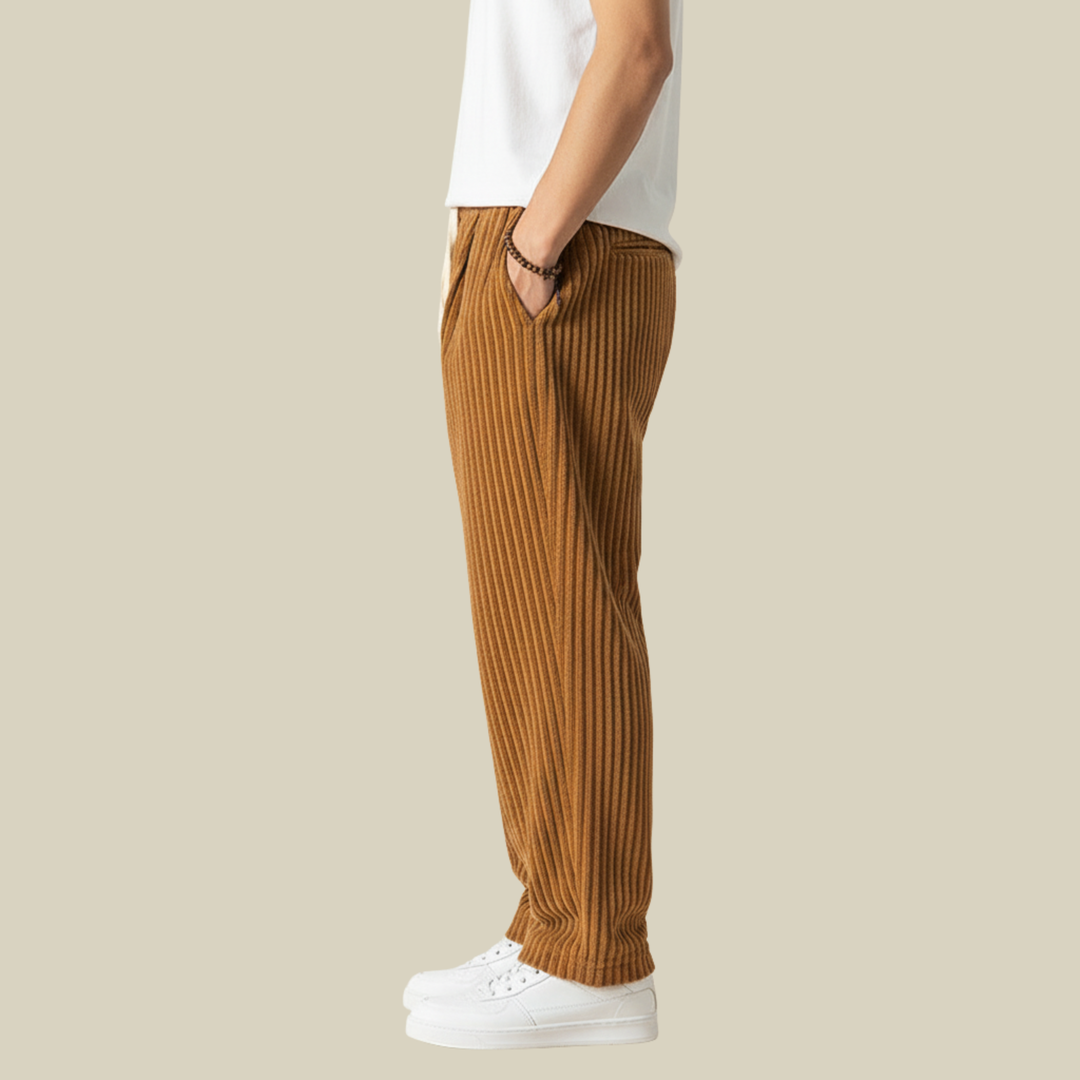 Pantaloni casual da uomo in velluto comodi con vita elastica, perfetti per il tuo stile quotidiano e relax.